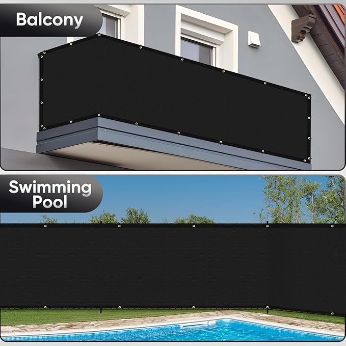 4'X26' Privacy Screen Fence 90% Blockage Heavy Duty Fencing Mesh Shade Net Cover for Wall Garden Yard Backyard Black (We Make Customized)