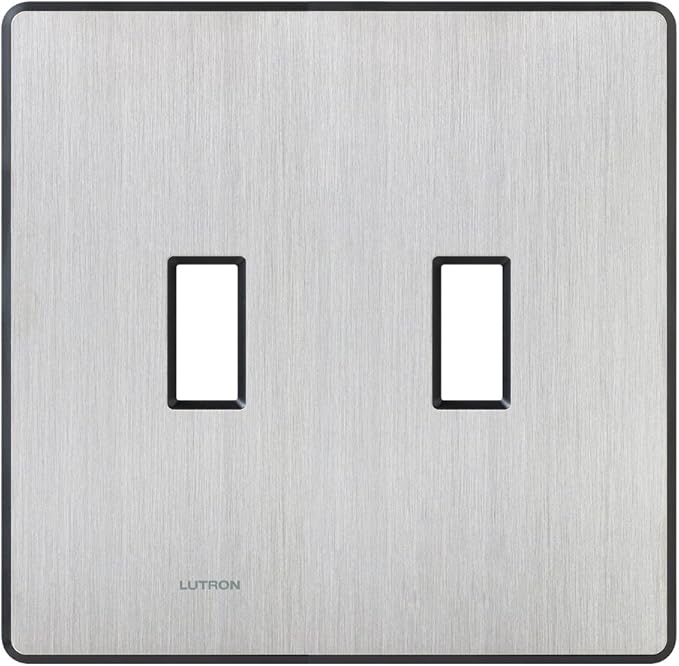 Lutron Fassada 2 Gang Wallplate for Toggle-Style Dimmer and Switches, FW-2-SS, Stainless Steel (1-Pack)