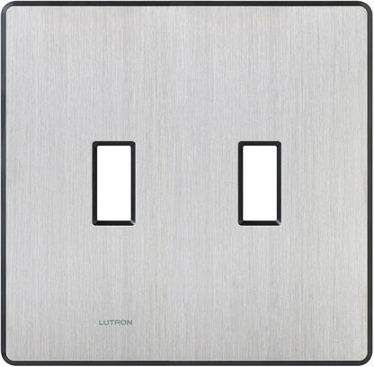 Lutron Fassada 2 Gang Wallplate for Toggle-Style Dimmer and Switches, FW-2-SS, Stainless Steel (1-Pack)