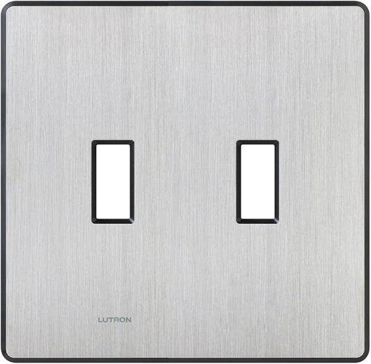 Lutron Fassada 2 Gang Wallplate for Toggle-Style Dimmer and Switches, FW-2-SS, Stainless Steel (1-Pack)