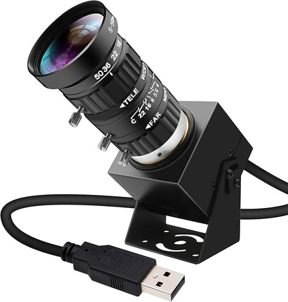4K USB Webcam 1080P@120fps High Speed Camera With CS-Mount 5-50mm 10X Telephoto Zoom Manual Lens 12MP Close-Up Capability OpenCV Compatible Plug-and-Play for Live Streaming,Industrial Projects