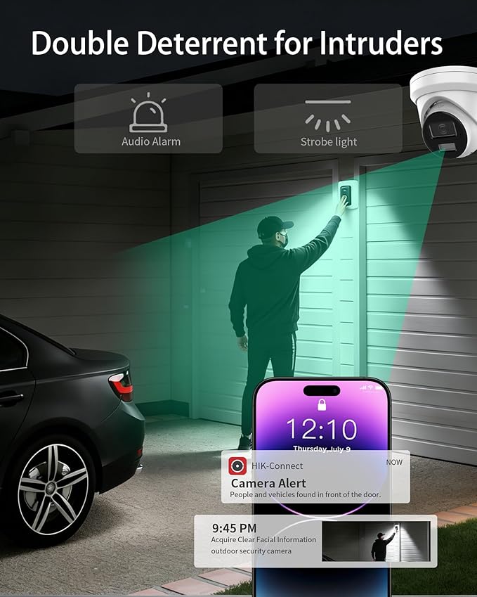 DS-2CD2383G2-LI2U/SL Hik AcuSense 4K 8MP Turret Camera,PoE IP Cameras, Smart Hybrid Light, Human/Vehicle Detection, 120dB WDR, IP67, H.265+,2.8mm, Upgrade DS-2CD2383G2-IU