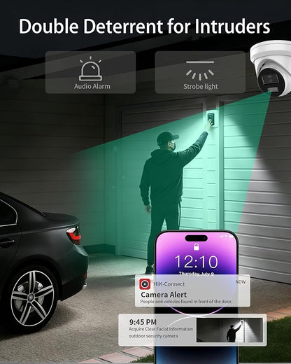 DS-2CD2383G2-LI2U/SL Hik AcuSense 4K 8MP Turret Camera,PoE IP Cameras, Smart Hybrid Light, Human/Vehicle Detection, 120dB WDR, IP67, H.265+,2.8mm, Upgrade DS-2CD2383G2-IU