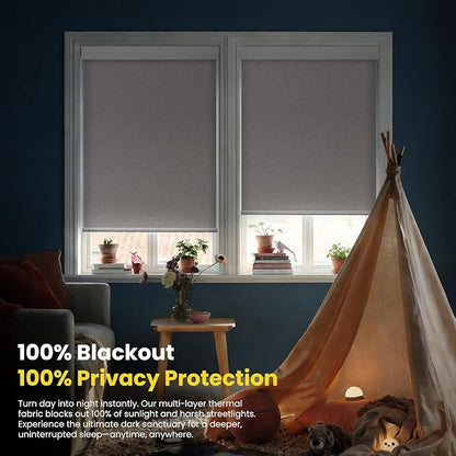 Motorized Blinds No Drill Automatic Blinds for Windows Cordless Roller Shades Electric Blinds with Remote Control Smart Blinds (Linen, 34.5 x 64)