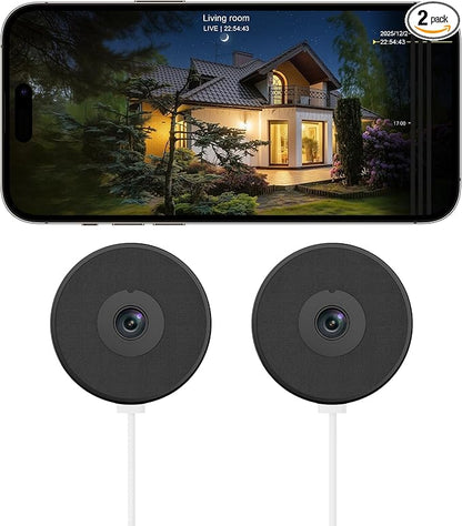 Window Camera 2 Pack, 4MP Indoor Camera with Phone App, Dual-Band WiFi 6 Cameras for Home Security with Full Color Night Vision, AI Person & Motion Detection, 24/7 Recording, Compatible with Alexa