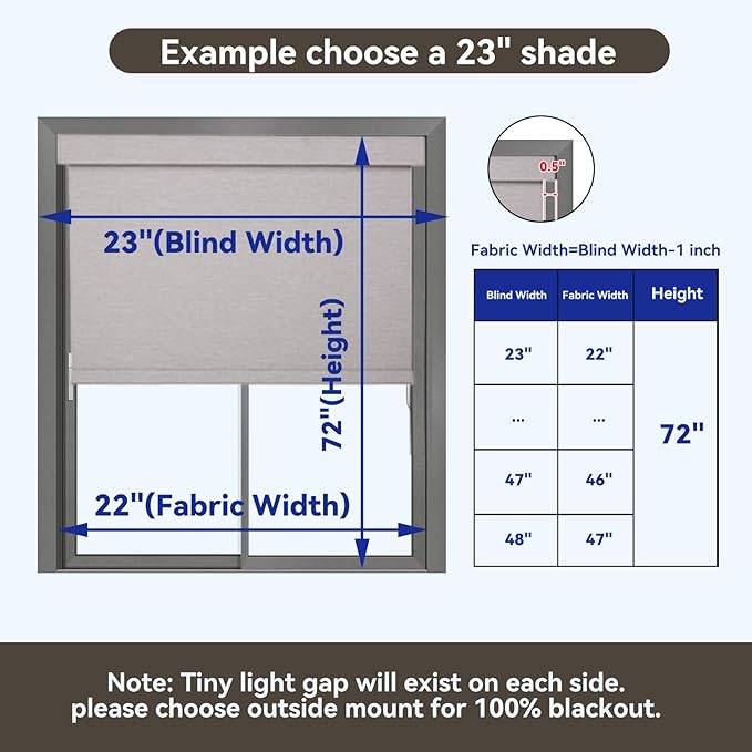Smart Remote-Controlled Electric Roller Blinds,Motorized Blinds with Remote,100% Blackout Smart Roller Blinds Compatible with Apple Homekit Google Home and Alexa Via HUB (Gray, W23''×H72'')