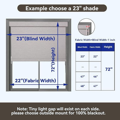 Smart Remote-Controlled Electric Roller Blinds,Motorized Blinds with Remote,100% Blackout Smart Roller Blinds Compatible with Apple Homekit Google Home and Alexa Via HUB (Gray, W23''×H72'')