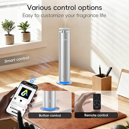 The CACAFSFY Waterless Scent Diffuser Starter Kit - 1000 Sq Ft Coverage, Hotel Scent Diffuser, Essential Oil Diffuser Large Room, Included 2x120ml Scent Oils, Remote Control,Cold Air Diffuser