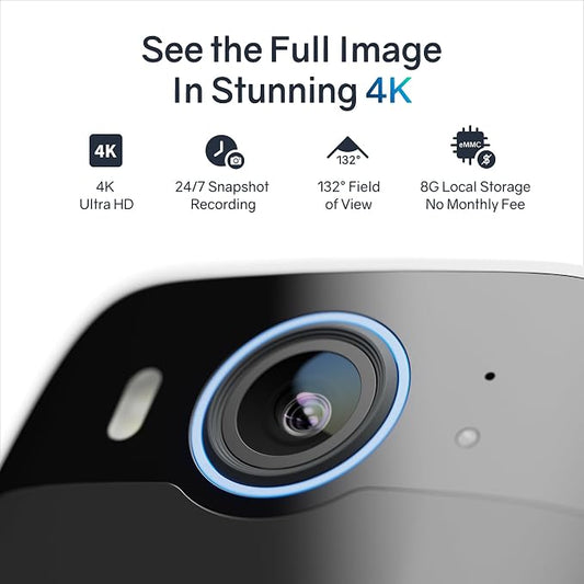4K Security Camera Wireless Outdoor, Cameras for Home Security with Adjustable Solar Panel, AI Motion Detection, 24/7 Snapshot Recording, Color Night Vision, 2.4GHz WiFi, No Monthly Fee