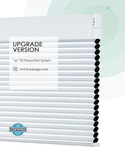 Yoolax Motorized Cellular Shades Compatible with Alexa, Blackout Motorized Blinds with Remote Smart Honeycomb Shades for Indoor Windows, Automatic Blinds Custom Size (Pearl)