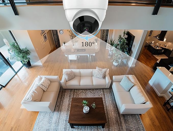2MP 1080P 180 Degree Surveillance CCTV Security Camera Fisheye Outdoor Analog TVI Camera (Quadbrid 4-in1 HD-CVI/TVI/AHD/BNC), 30ft Night Vision, Metal Housing