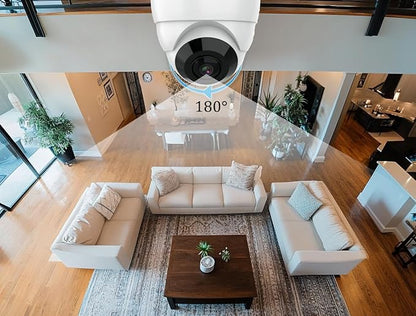 2MP 1080P 180 Degree Surveillance CCTV Security Camera Fisheye Outdoor Analog TVI Camera (Quadbrid 4-in1 HD-CVI/TVI/AHD/BNC), 30ft Night Vision, Metal Housing