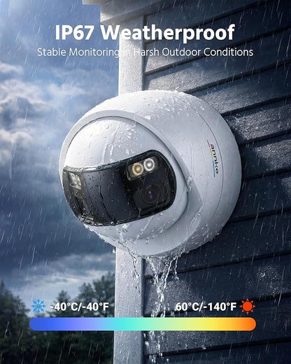 ANNKE 5MP Analog Dual-Lens Security Camera, Wired Add-On Dome Camera for TVI Analog CCTV DVR System (DVR Required, Not Included), 180°Wide Angle, Smart Dual Light, 130dB, 3D DNR, One-Way Audio, IP67