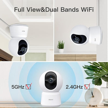ARENTI 4MP Pet Camera P2Q 2PC, 5G WiFi 6 Indoor Security Cameras, Free App