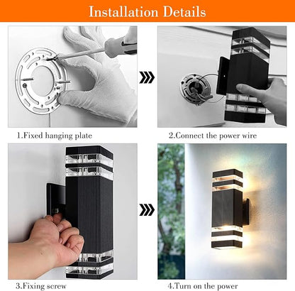 1 Pack LED Outdoor Light Fixture, Aluminum Wall Lights, IP65 Rated for Porch, Patio, Garage, Warm White 3000k
