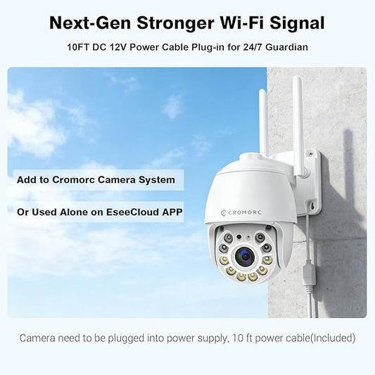 360° View Pan/Tilt/Digital Zoom 5MP WiFi Security Camera Outdoor, Motion Detection, Humanoid Tracking, Floodlight&Siren Alarm, Color Night Vision, PC&Mobile Remote View, Two-Way Audio PTZ