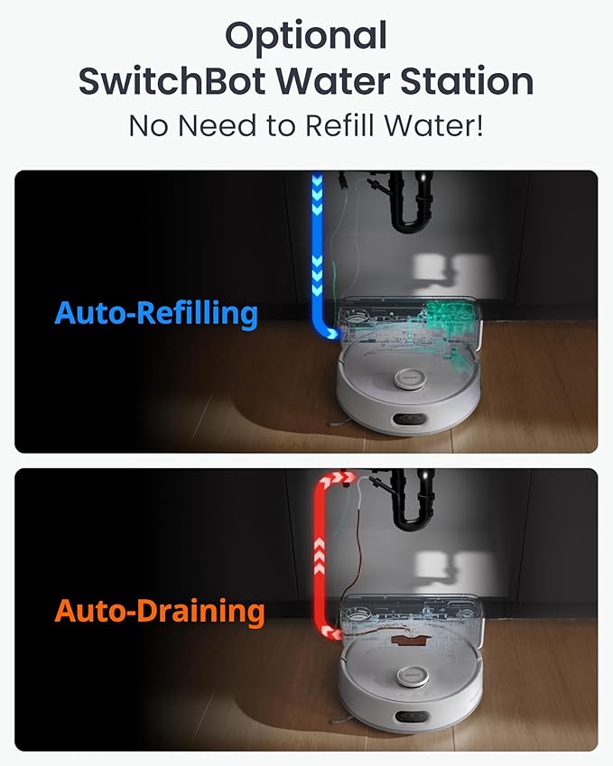 SwitchBot S20 Robot Vacuum and Mop with Matter, 10000Pa Powerful Suction, Roller Mop, AI Navigation, Auto Mop Washing & Drying, 90 Days Hands-Free, Self-Emptying, Works with AppleHome Alexa GoogleHome