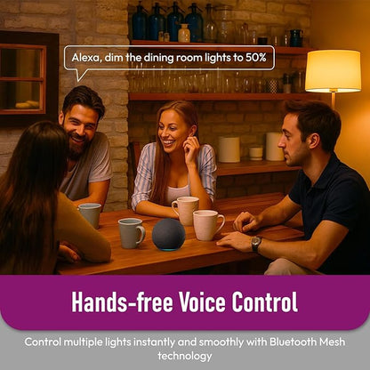 Alexa Light Bulbs 150W Equivalent, Smart Light Bulbs Directly Compatible with Alexa, Tunable Warm to Cool White, A19 E26 Bluetooth Light Bulb, No WiFi Required, 14W 1600LM, 4 Pack