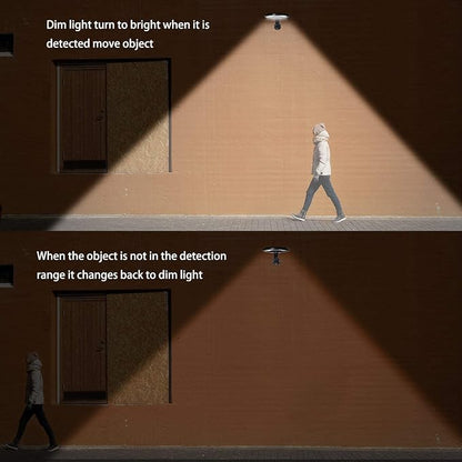 EE805W56 Solar Motion Sensor Security Wall Light – 56 LED Outdoor Solar Powered Light, 50W Equivalent, Dusk-to-Dawn Dim-to-Bright Mode, 180° Detection, IP65 Waterproof for Patio, Yard, Garden & Porch