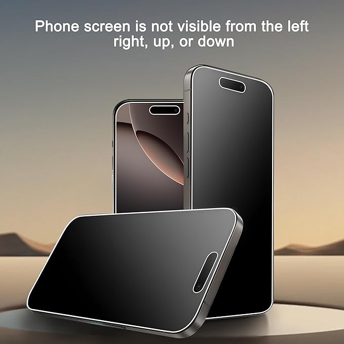 Ailun 3 Pack 4 Way 360 Degree Privacy Screen Protector for iPhone 16 Pro [6.3 inch], Face ID Sensitive,4 Directions Horizontal and Vertical All Around Anti Spy Tempered Glass Film[9H Hardness]-HD