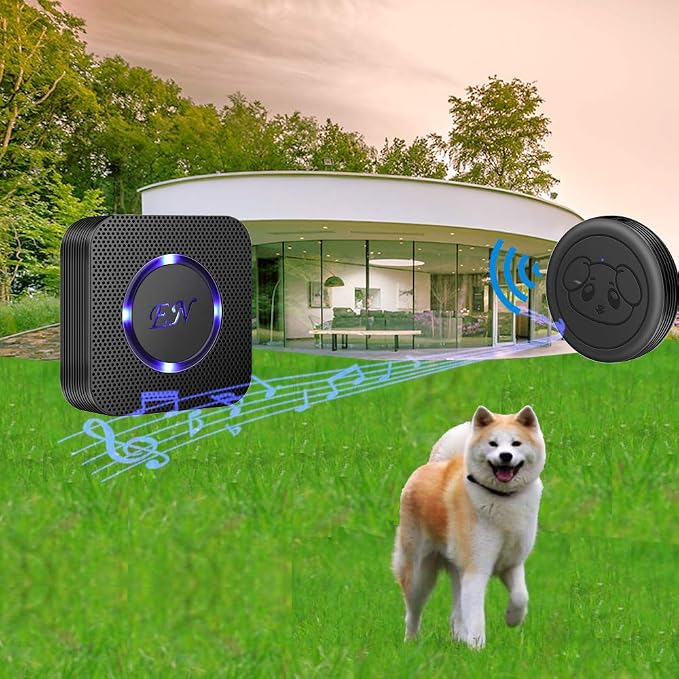 Dog Door Bell, Wireless Doggie Doorbells for Potty Training,Dog Bells to Go Outside, Dog Bells with Waterproof Touch Button, Dog Bell with 1 Receiver and 3 Transmitters, Black