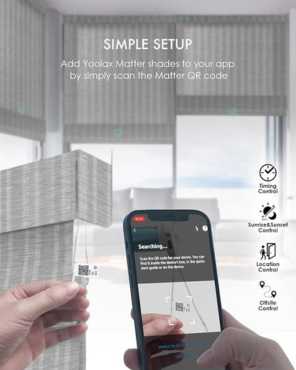Yoolax Motorized Matter Roman Shades Light Filtering Smart Blinds for Windows Compatible with Alexa, Google Home, Homekit, Automatic Roman Shades with Remote Customized (Strip Light Grey)