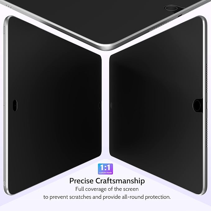 Peslv Privacy Screen Protector Compatible With iPad 9th 8th 7th Generation 10.2 Inch, Anti Glare Blue Light Spy Filter Private Cover, High Sensitive Bubble-Free Easy Install Black Security Screen