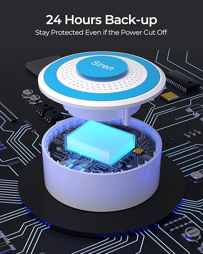 WiFi Door Alarm System, Wireless Alarm System 5 Piece Kit with Phone APP Alert Alarm Siren Door Window Sensor Motion Sensor Compatible with Alexa No Contract Ideal for Home