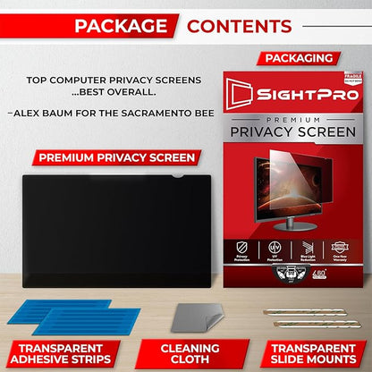 SightPro 23 Inch 16:9 Computer Privacy Screen Filter for Monitor - Privacy Shield and Anti-Glare Protector