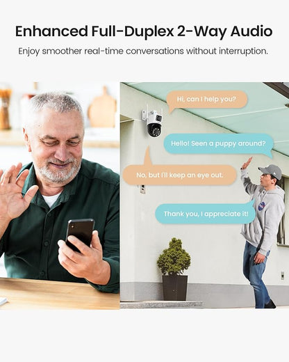 ZOSI C298 SE 6MP Dual-Lens(4MP+2MP) Wired WiFi PT Plug-in Security Camera Outdoor, 360 View Pan/Tilt Camera, Human/Vehicle Detect, Color Night Vision, Spotlight Siren,Two-Way Talk, memory card Storage