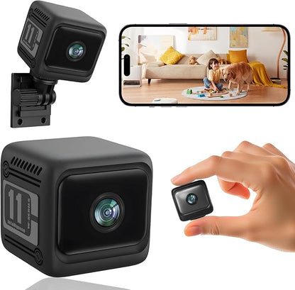 Spy Camera Hidden Camera, 4K Mini Cameras with Motion Detection, for Nanny Cam Wireless Surveillance for Indoor Home and Office Black