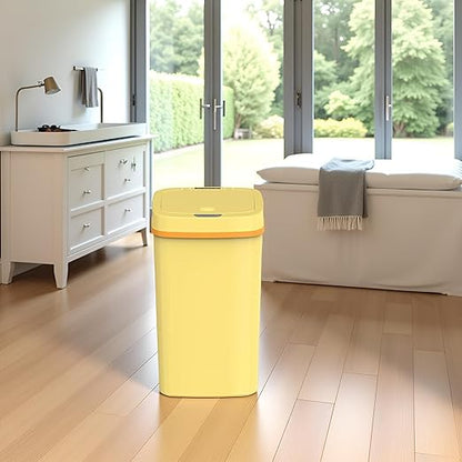 15L Smart Diaper Pail with Motion Sensor Lid | Touchless Hands-Free Baby Diaper Trash Can | Double Locking Seal | Slim Space-Saving Design | Quiet & Durable (Yellow)