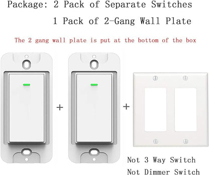 Smart Light Switch, Double Smart WiFi Light Switches, Smart Switch 2 Gang Works with Alexa Google Assistant