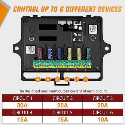 Nilight 6 Gang Switch Panel APP RGB 12V 24V Circuit Control System 4-Mode | w/Power Source Switch APP Control Automatic Dimmable Toggle/Momentary/Strobe/Flash for Car Pickup Truck Camper SUV