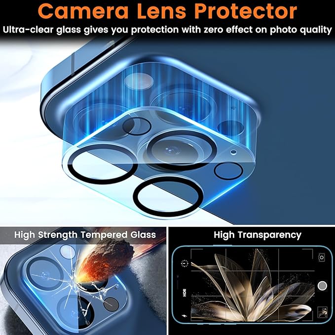 Lesakit 3+3 Pack Privacy Screen Protector for iPhone 12 Pro Max 6.7-Inch with 3 Pack Camera Lens Protector, Anti Spy Tempered Glass Film 9H Hardness Bubble Free Case Friendly