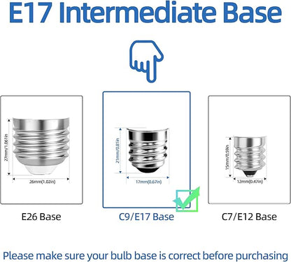 2.5 in E17 Intermediate Base LED Filament Bulb 360 Lumens, 2700K Soft White Dimmable Appliance Bulb AC 120V, UL Certified T8 Microwave Light Bulbs Under Hood for Refrigerator Stove 6Pack