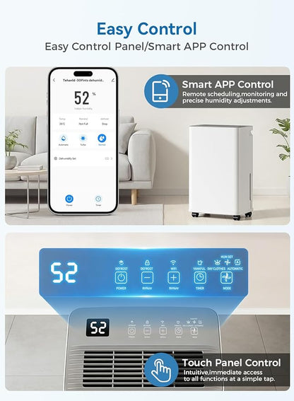 2500 Sq.Ft Dehumidifier for Basement with Drain Hose, 35 Pint Large Best Compressor Dehumidifiers for Home or Garage, Smart Humidity Control, 24H Timer & Child Lock, Ideal for Large Rooms, Garage