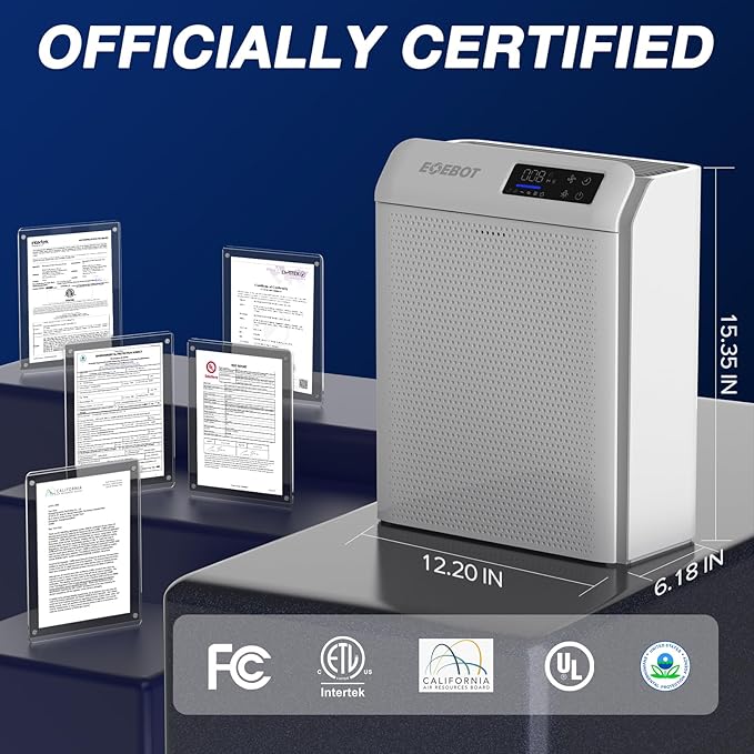 Air Purifiers for Home Large Room Up to 2,330 Ft², HEPA Air Purifier with Washable Pre-Filter, PM2.5 Monitor, Quiet Sleep Mode, Air Cleaner for Pet Hair, Dust, Smoke, Odor, Matte White