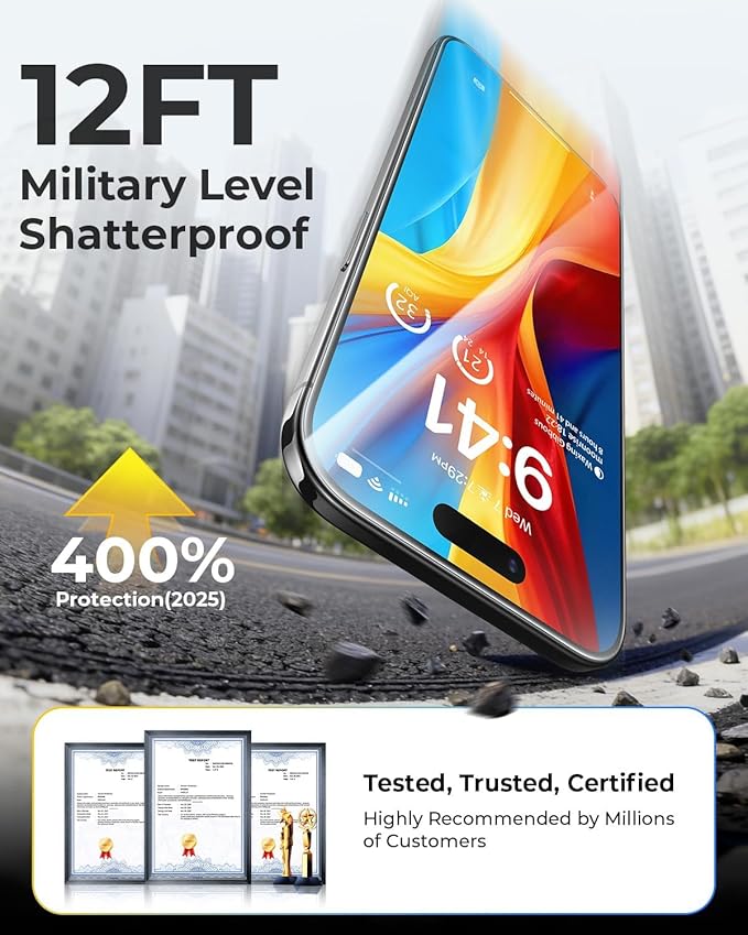 MRGLAS TOP 9H+ Glass 2+2 Packs for iPhone Air Screen Protector with Camera Lens Protector [Zero Bubble, Auto-Dust Removal] [10X Military Protection] iPhone Air 6.5" Tempered Glass Full Edge Coverage