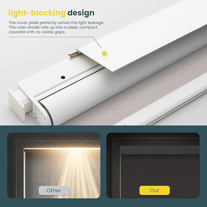 Motorized Blinds No Drill Automatic Blinds for Windows Cordless Roller Shades Electric Blinds with Remote Control Smart Blinds (Linen, 34 x 64)