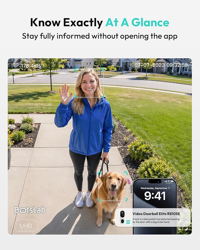 BOTSLAB Doorbell Camera Wireless, 2K Head-to-Toe View, No Subscription