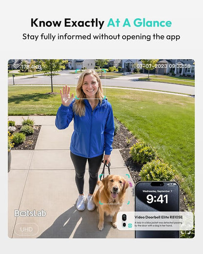 BOTSLAB Doorbell Camera Wireless, 2K Head-to-Toe View, No Subscription