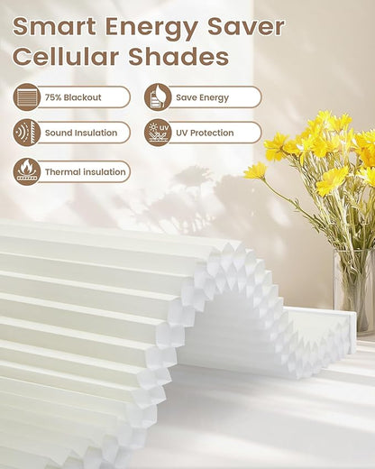 Kincmo Motorized Cellular Shades, Custom Motorized Blinds with Remote, Cordless Smart Electric Honeycomb Blinds Work with Apple HomeKit, Alexa, Google (85%-Blackout-Double-Cell Cream)