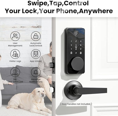 Keyless Entry Door Lock, Biquole Smart Lock with App Control, Fingerprint Door Lock, Electronic Keypad Deadbolt, Auto & One Touch Lock | Digital Smart Door Locks | Easy Installation | IP54 Waterproof