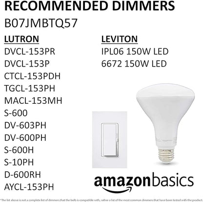 Amazon Basics BR30 LED Light Bulbs, 65W Equivalent, 11W Energy Efficient, E26 Standard Base, Soft White 2700K, Dimmable, 10,000 Hour Lifetime, 6-Pack