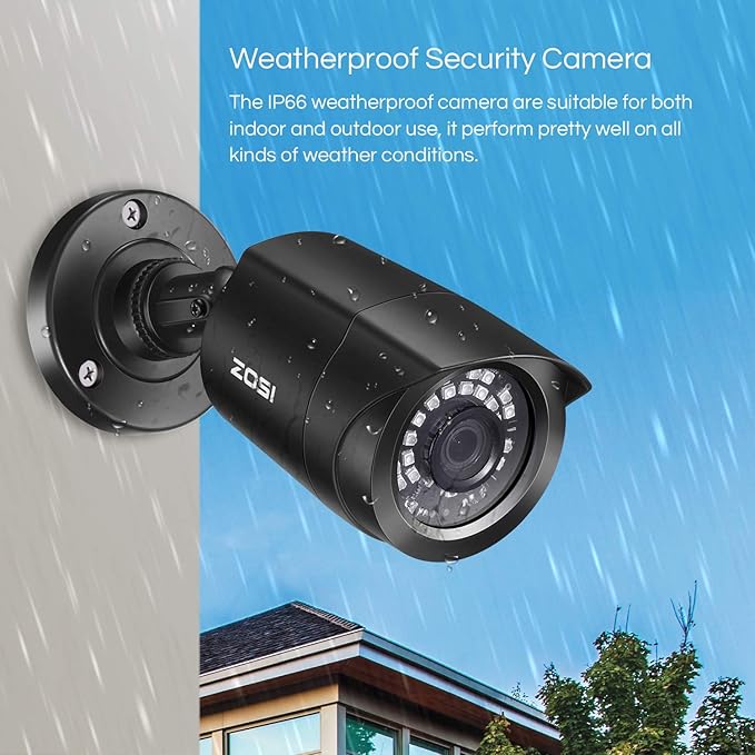 ZOSI 1080P 4 Pack HD TVI Security Cameras, 80ft Night Vision, Outdoor Indoor Weatherproof Bullet Camera for 1080P/5MP/4K HD TVI Analog CCTV DVR System (Renewed)