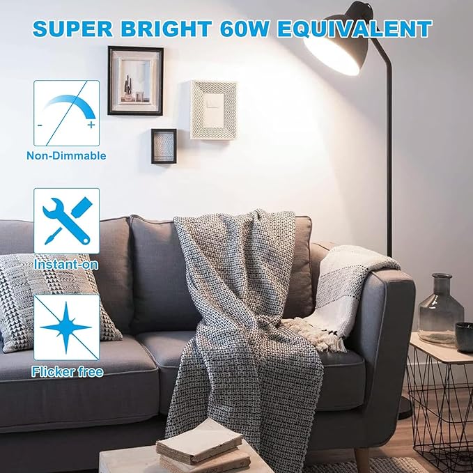 MorningLight 6 Pack A15 LED Bulbs 60 Watt Equivalent, Neutral White 4000K, E26 Base, Non-Dimmable, 6.5W 600 Lumens Bulb, A15 6.5W LED Light Bulbs for Ceiling Fan, Wall sconces, 25000+ Hours Lifespan