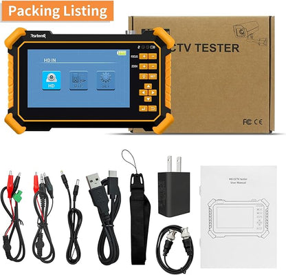 Rsrteng CCTV Tester Monitor Auto HD Coaxial Camera Tester 4K 8MP TVI/CVI/AHD/CVBS Analog Video Monitor 4.3 inch TFT-LCD Screen PTZ Control RS485 Call OSD Menu Audio DC12V Power Output
