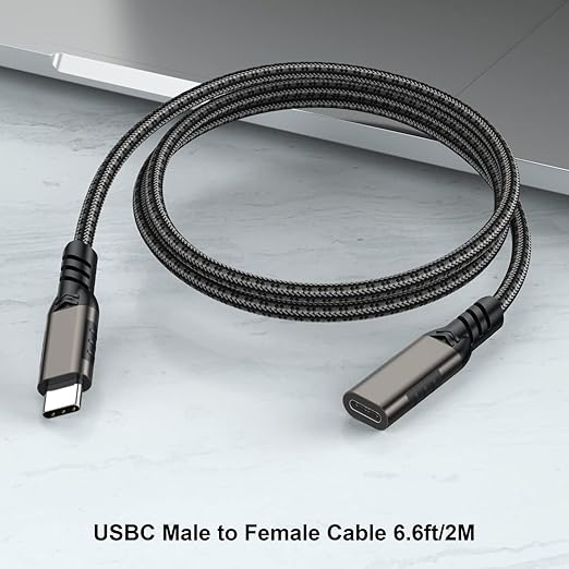 USB C Extension Cable 3.3ft USBC Male to Female Cord Support 4K Video Output, Fast Charge 100W, Data Transfer 10Gbps, USB 3.2 Gen 2 Extender for Thermal Camera, Monitor,Phone, KKY, SSD,Switch,Dock