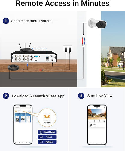 Anlapus 4K Security Camera System with Audio, AI Human Vehicle Detection, Night Vision, 8pcs 8MP Outdoor Indoor CCTV Wired Cameras, 8CH Home DVR with 1TB HDD for 24/7 Recording, No Monthly Fee